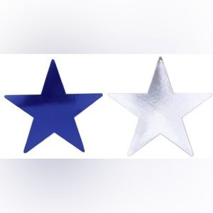 10 Metallic Star Cutouts - 5 Silver and 5 Royal Blue